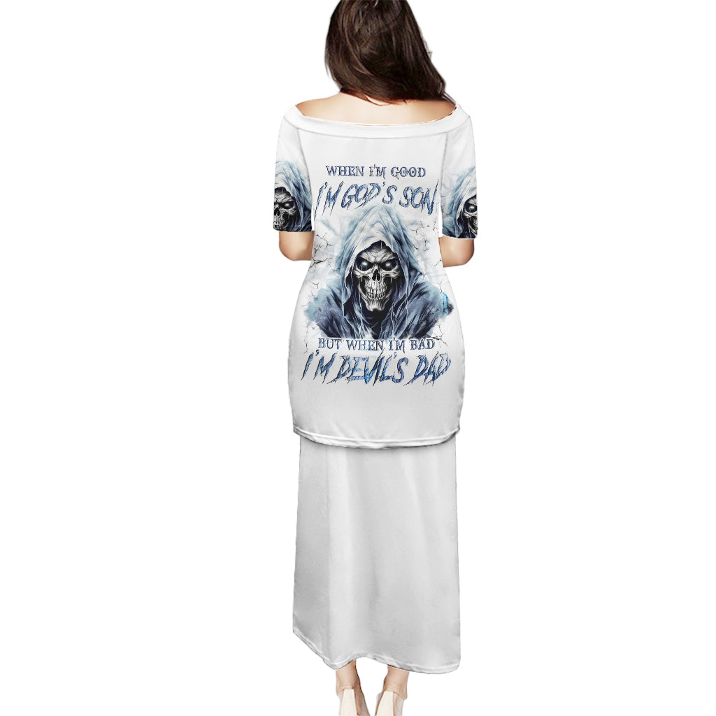 Death Skull Puletasi When I'm Good I God's Son But When I'm Bad I'm Devil's Dad - Wonder Print Shop