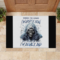 Death Skull Rubber Doormat When I'm Good I God's Son But When I'm Bad I'm Devil's Dad - Wonder Print Shop