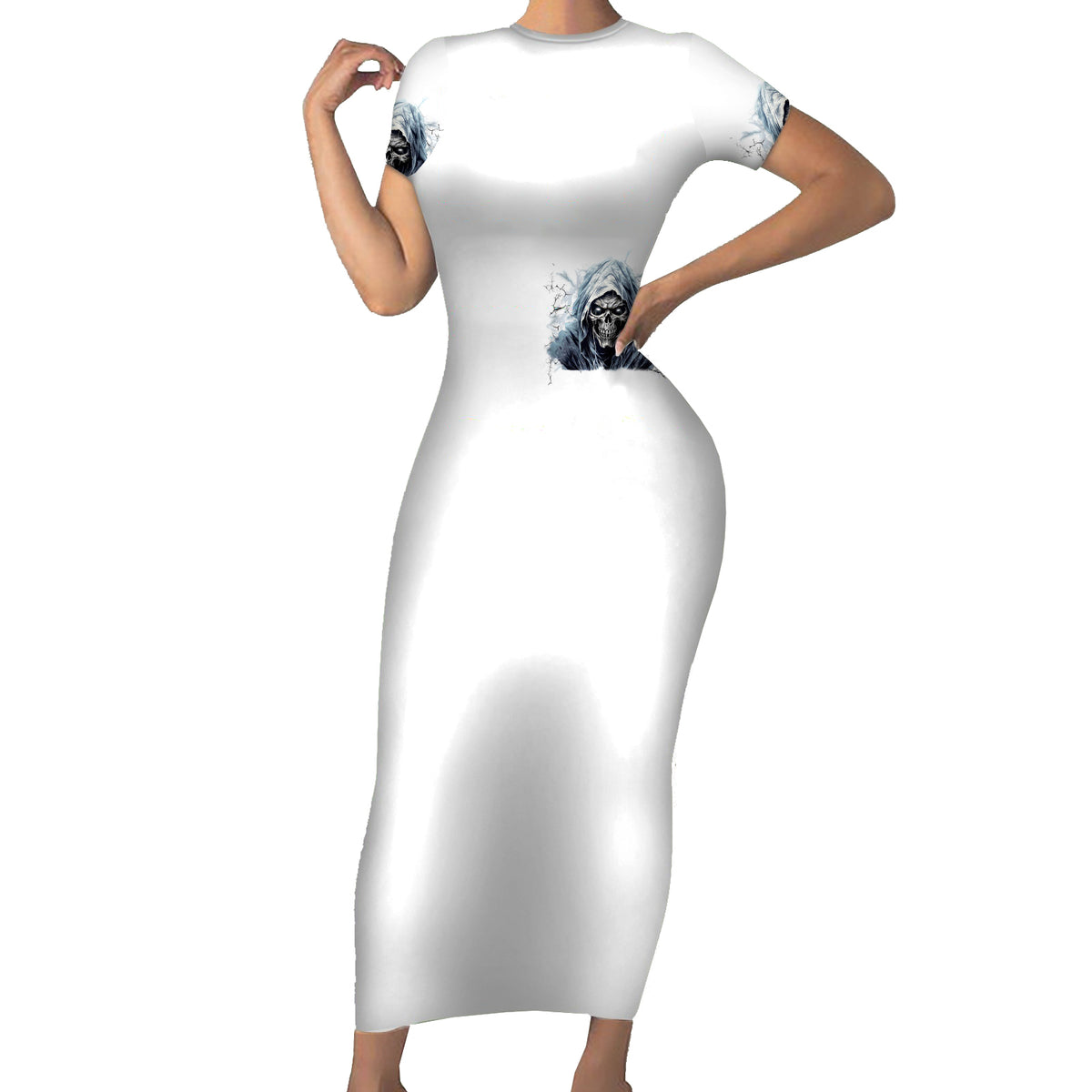 Death Skull Short Sleeve Bodycon Dress When I'm Good I God's Son But When I'm Bad I'm Devil's Dad - Wonder Print Shop