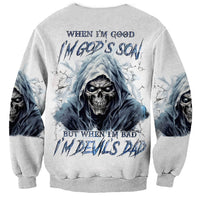 Death Skull Sweatshirt When I'm Good I God's Son But When I'm Bad I'm Devil's Dad - Wonder Print Shop