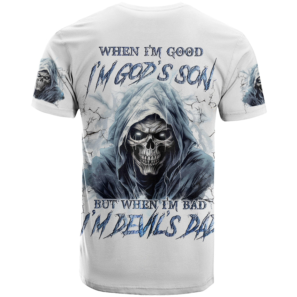Death Skull T Shirt When I'm Good I God's Son But When I'm Bad I'm Devil's Dad - Wonder Print Shop