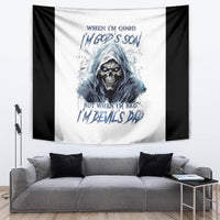 Death Skull Tapestry When I'm Good I God's Son But When I'm Bad I'm Devil's Dad - Wonder Print Shop