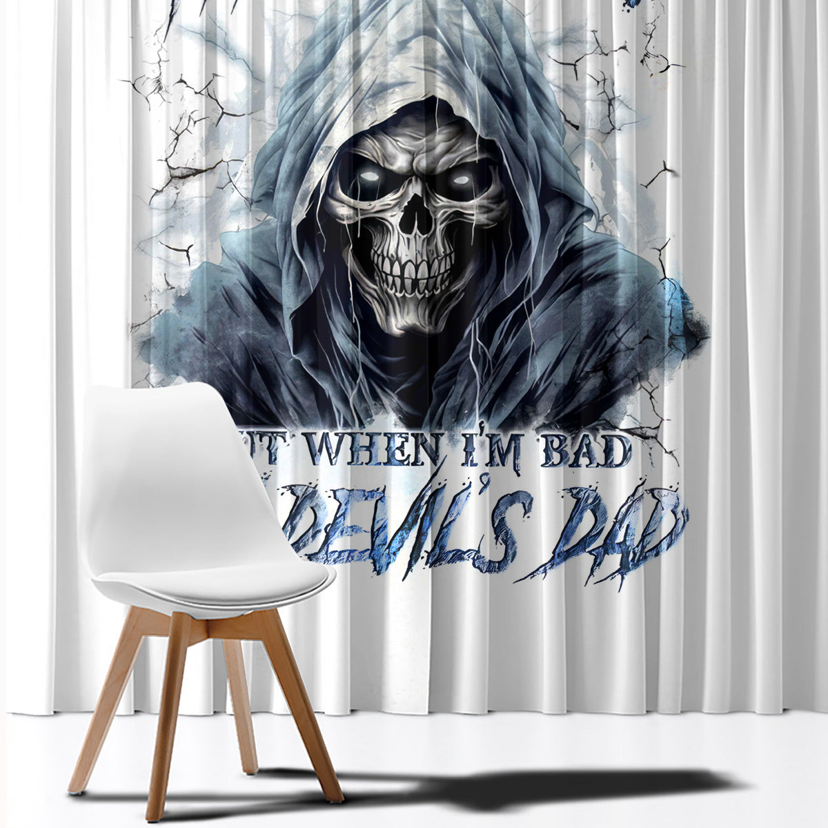 Death Skull Window Curtain When I'm Good I God's Son But When I'm Bad I'm Devil's Dad - Wonder Print Shop