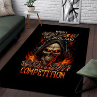 Flame Skull Area Rug When I Was Born The Devil Said Oh Shit Compettion - Wonder Print Shop