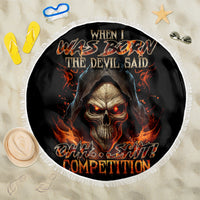 Flame Skull Beach Blanket When I Was Born The Devil Said Oh Shit Compettion - Wonder Print Shop