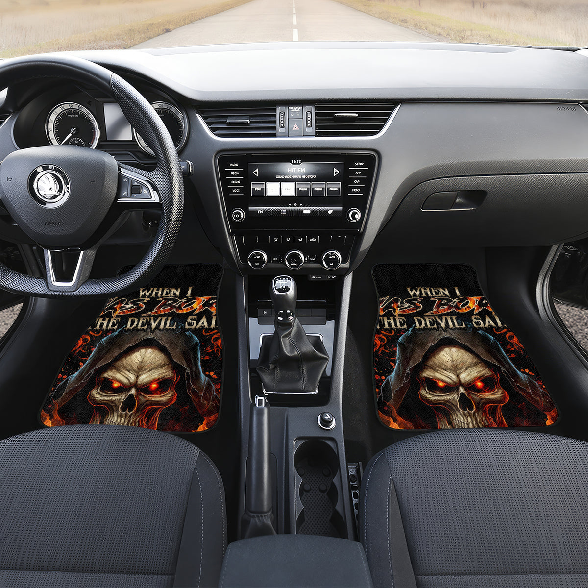 Flame Skull Car Mats When I Was Born The Devil Said Oh Shit Compettion - Wonder Print Shop