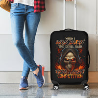 Flame Skull Luggage Cover When I Was Born The Devil Said Oh Shit Compettion - Wonder Print Shop