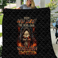 Flame Skull Quilt When I Was Born The Devil Said Oh Shit Compettion - Wonder Print Shop