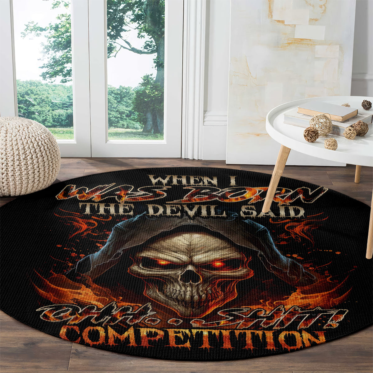 flame-skull-round-carpet-when-i-was-born-the-devil-said-oh-shit-compettion