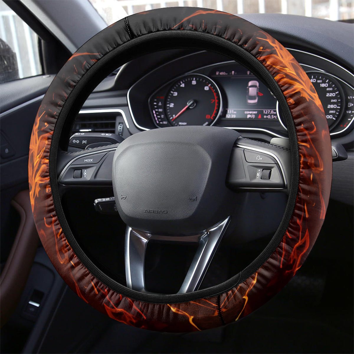 Flame Skull Steering Wheel Cover When I Was Born The Devil Said Oh Shit Compettion - Wonder Print Shop