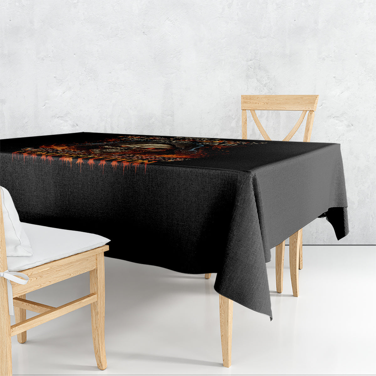 Flame Skull Tablecloth When I Was Born The Devil Said Oh Shit Compettion - Wonder Print Shop