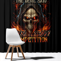Flame Skull Window Curtain When I Was Born The Devil Said Oh Shit Compettion - Wonder Print Shop