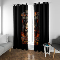 Flame Skull Window Curtain When I Was Born The Devil Said Oh Shit Compettion - Wonder Print Shop