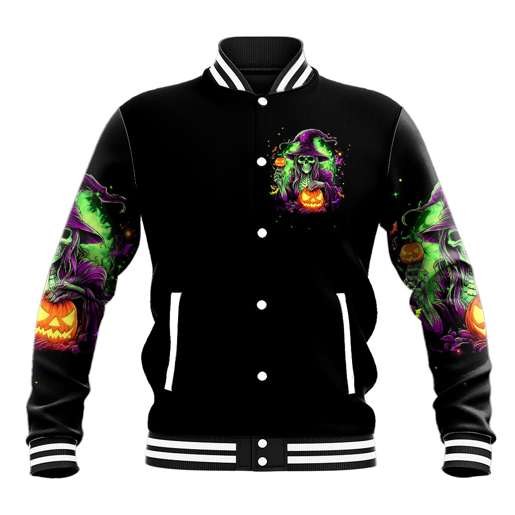 Pumpkin Witch Skull Baseball Jacket Witches Be Trippin - Wonder Print Shop