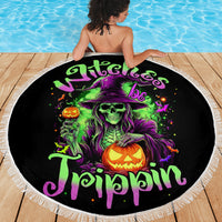 Pumpkin Witch Skull Beach Blanket Witches Be Trippin - Wonder Print Shop