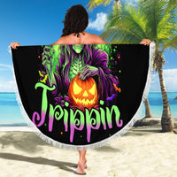Pumpkin Witch Skull Beach Blanket Witches Be Trippin - Wonder Print Shop