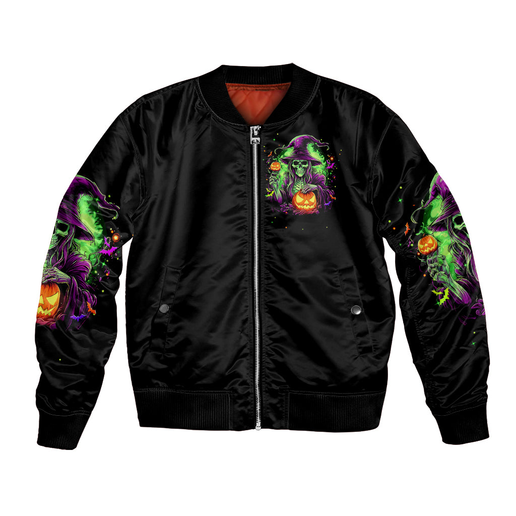 Pumpkin Witch Skull Bomber Jacket Witches Be Trippin - Wonder Print Shop
