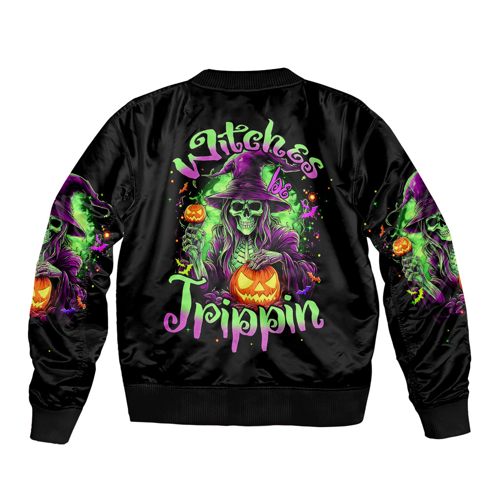 Pumpkin Witch Skull Bomber Jacket Witches Be Trippin - Wonder Print Shop
