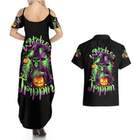 Pumpkin Witch Skull Couples Matching Summer Maxi Dress and Hawaiian Shirt Witches Be Trippin - Wonder Print Shop