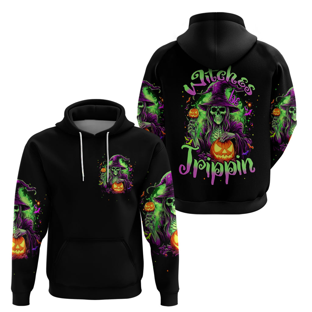 Pumpkin Witch Skull Hoodie Witches Be Trippin - Wonder Print Shop
