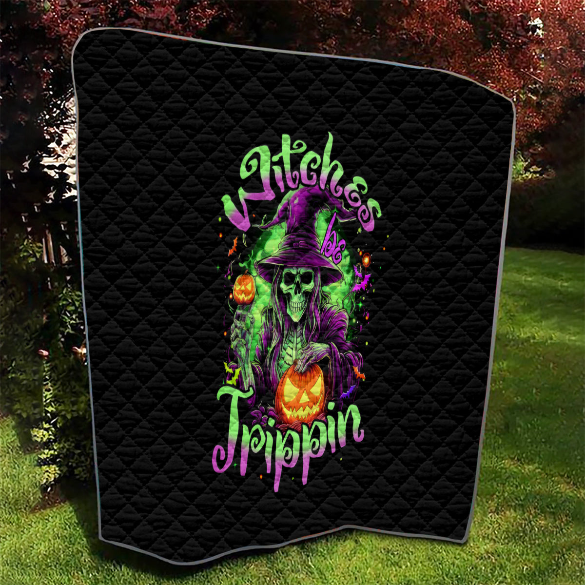 Pumpkin Witch Skull Quilt Witches Be Trippin - Wonder Print Shop