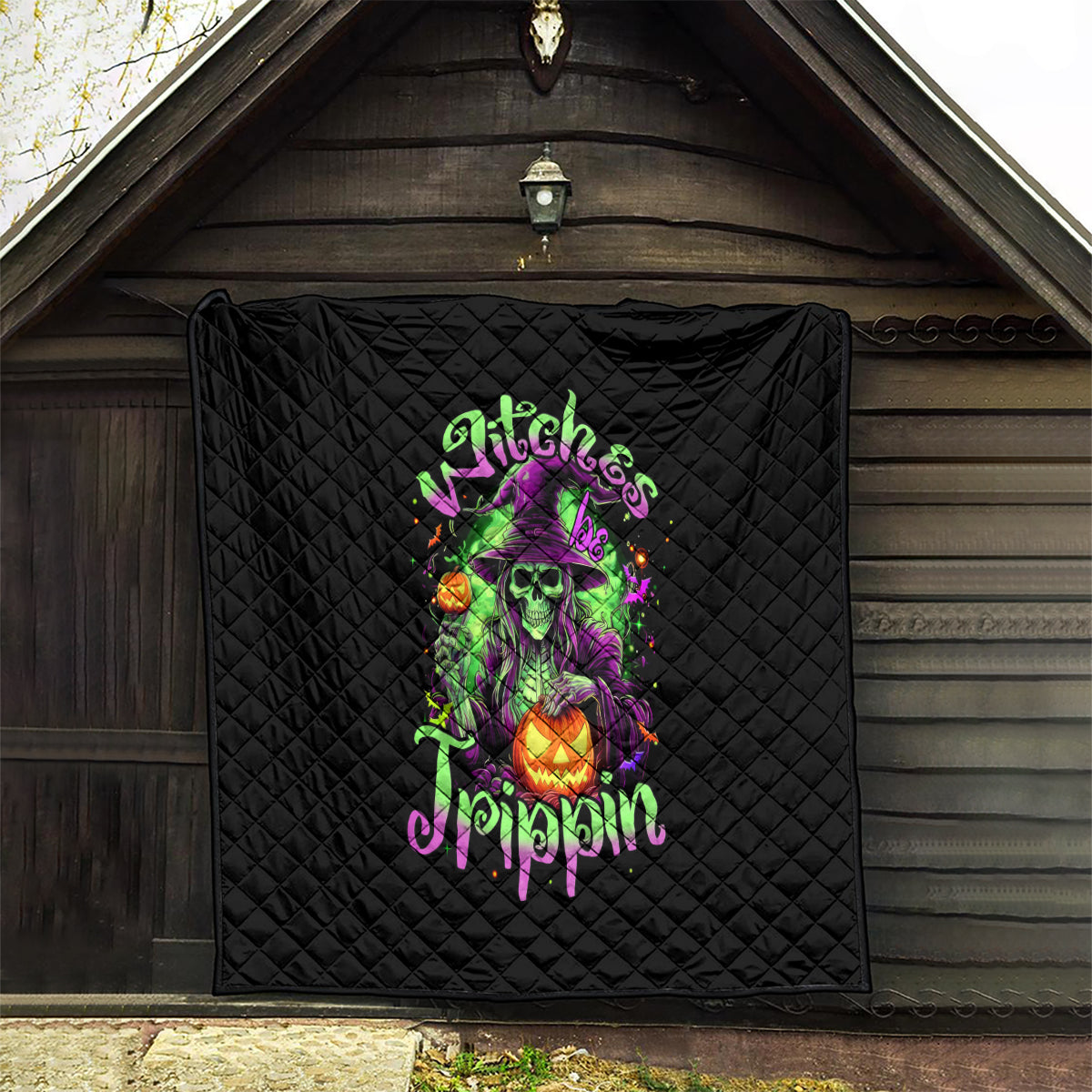 Pumpkin Witch Skull Quilt Witches Be Trippin - Wonder Print Shop