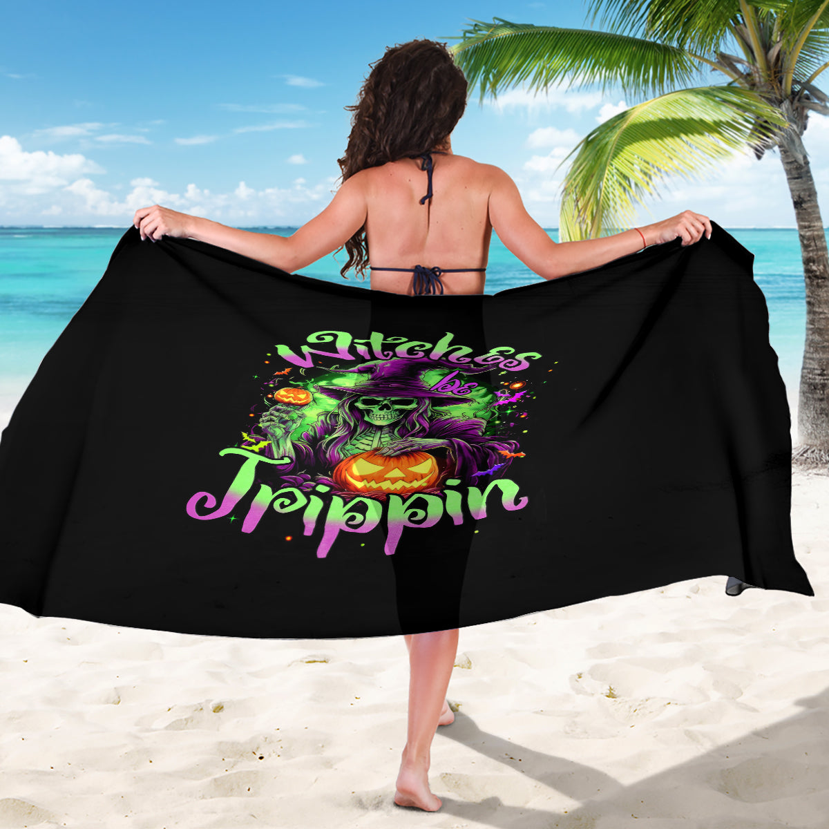 Pumpkin Witch Skull Sarong Witches Be Trippin - Wonder Print Shop