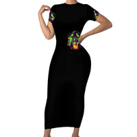 Pumpkin Witch Skull Short Sleeve Bodycon Dress Witches Be Trippin - Wonder Print Shop