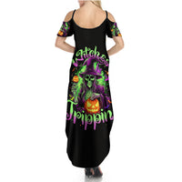 Pumpkin Witch Skull Summer Maxi Dress Witches Be Trippin - Wonder Print Shop