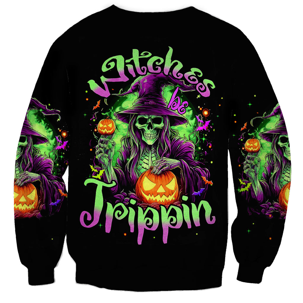 Pumpkin Witch Skull Sweatshirt Witches Be Trippin - Wonder Print Shop