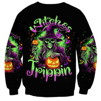 Pumpkin Witch Skull Sweatshirt Witches Be Trippin - Wonder Print Shop