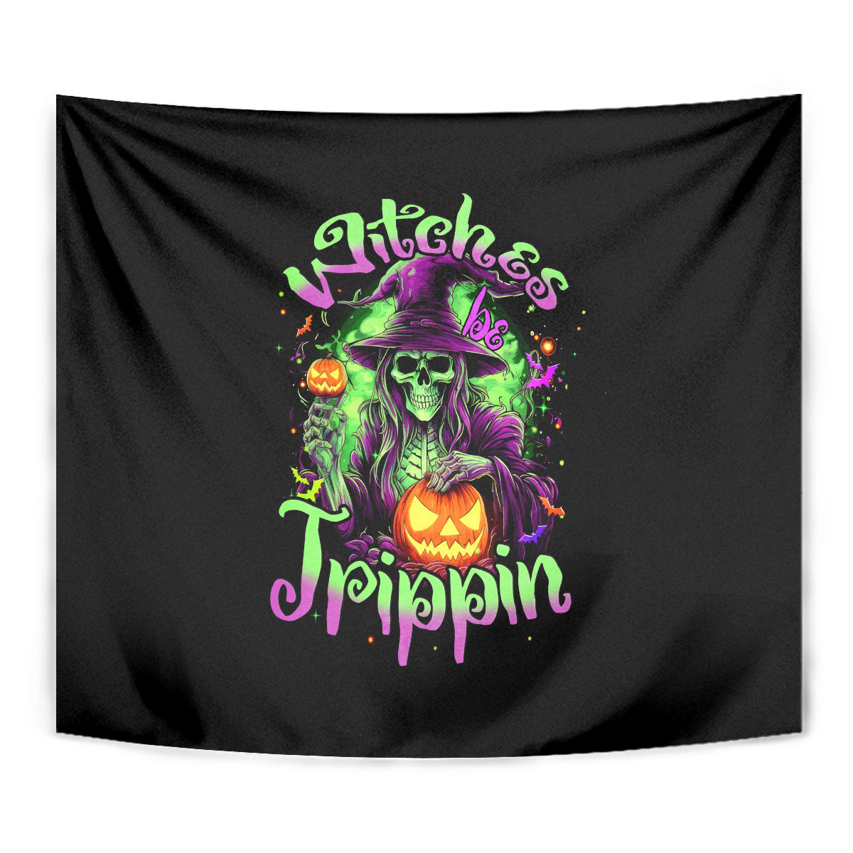 Pumpkin Witch Skull Tapestry Witches Be Trippin - Wonder Print Shop