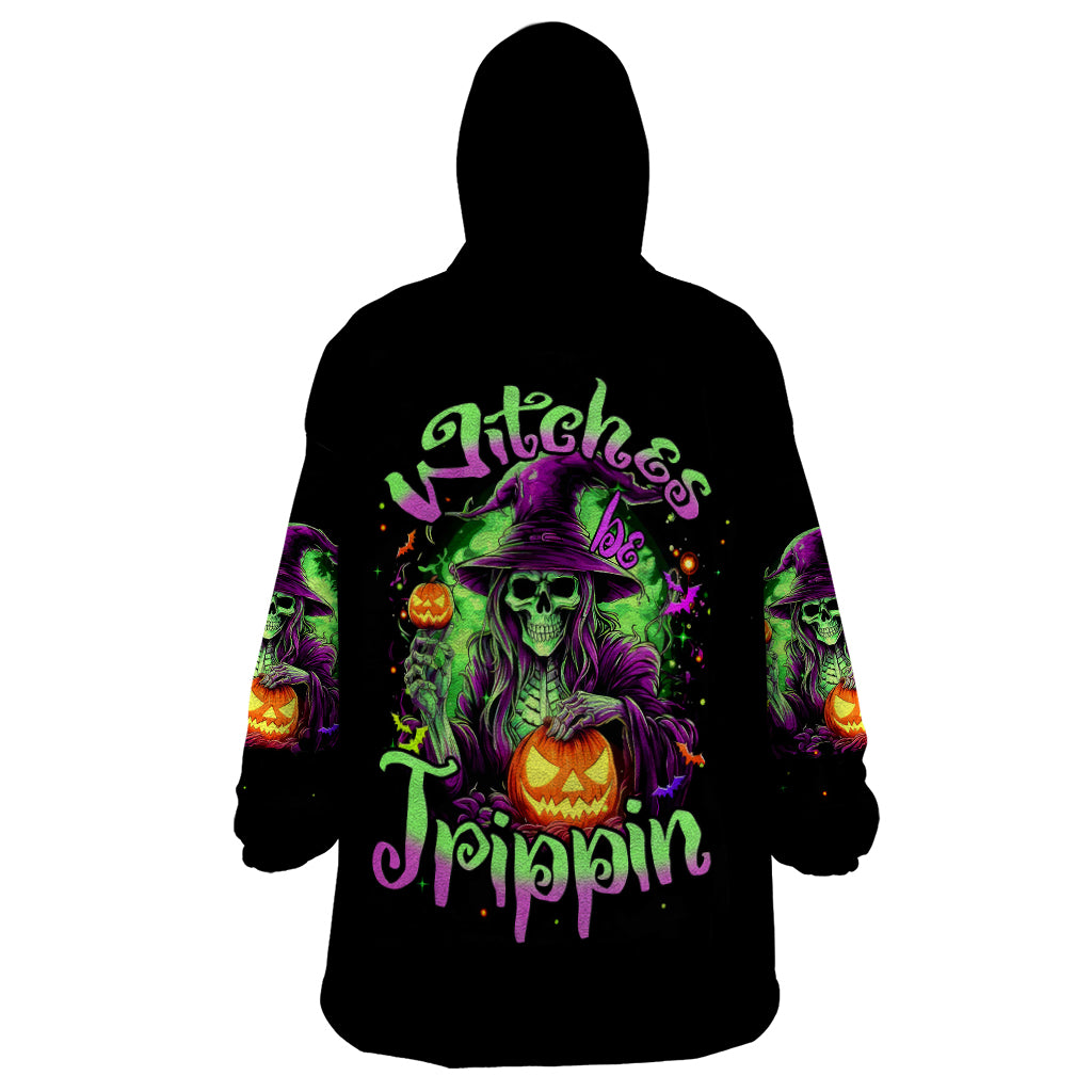 Pumpkin Witch Skull Wearable Blanket Hoodie Witches Be Trippin - Wonder Print Shop