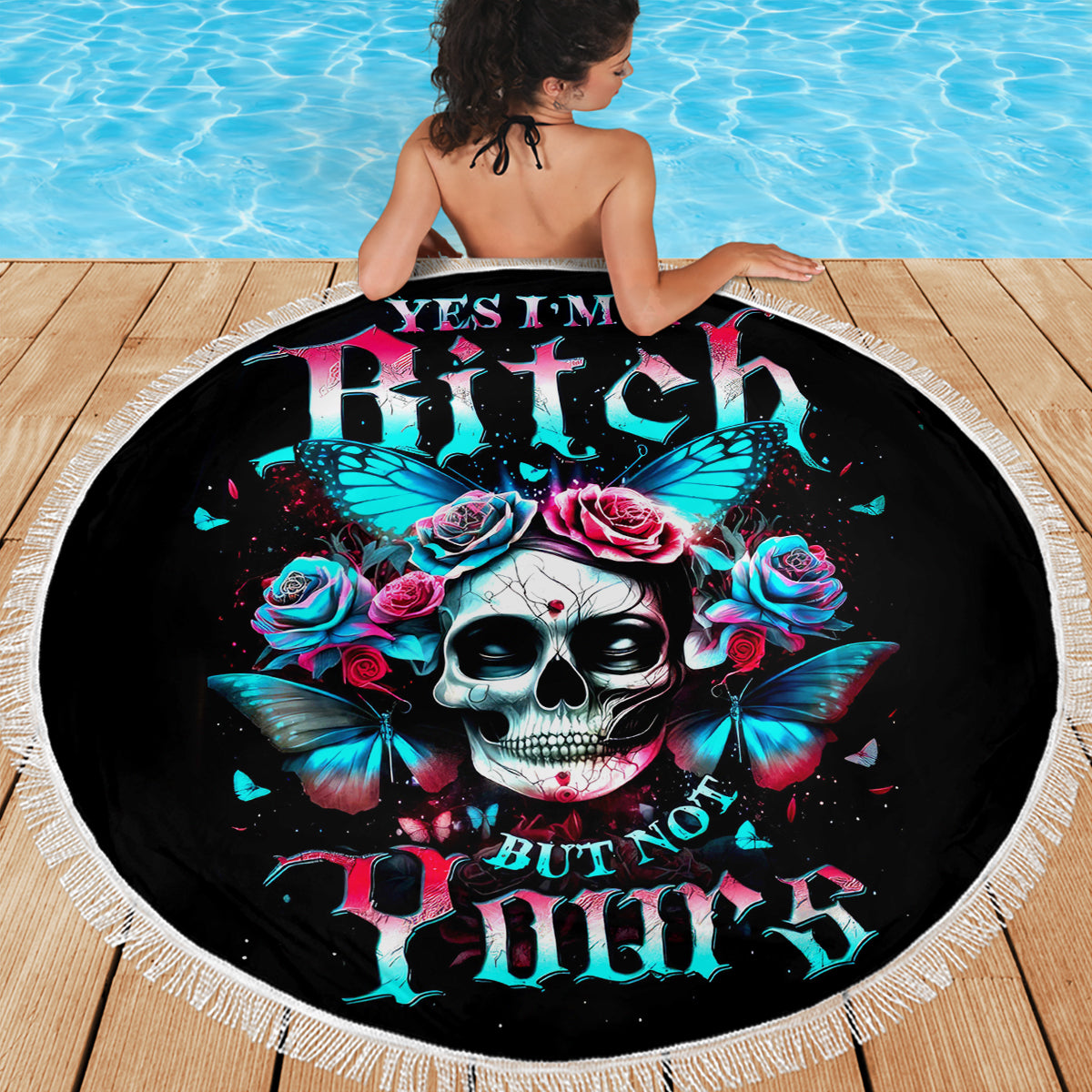 Butterfly Skull Beach Blanket Yes I'm Bitch But Not Your - Wonder Print Shop