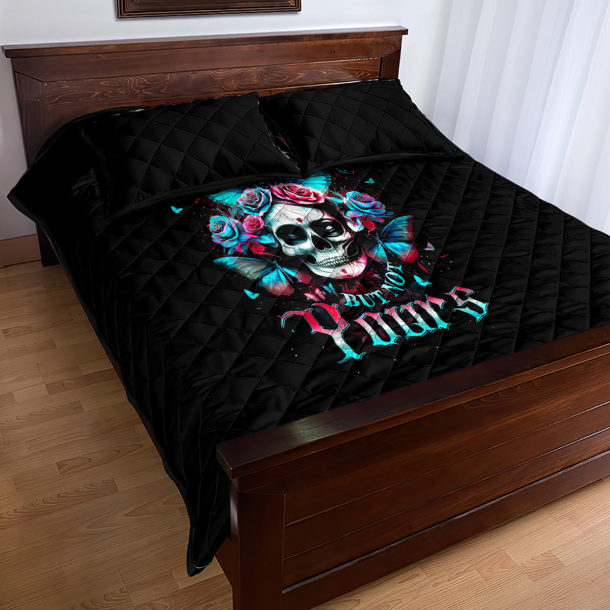 Butterfly Skull Quilt Bed Set Yes I'm Bitch But Not Your - Wonder Print Shop