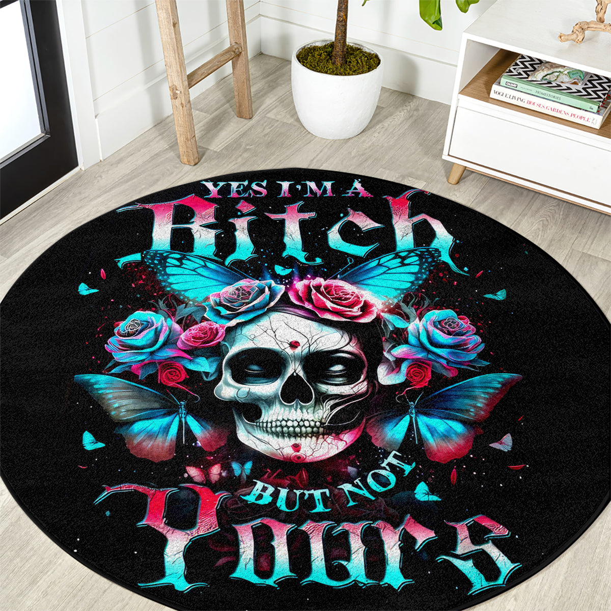 butterfly-skull-round-carpet-yes-im-bitch-but-not-your
