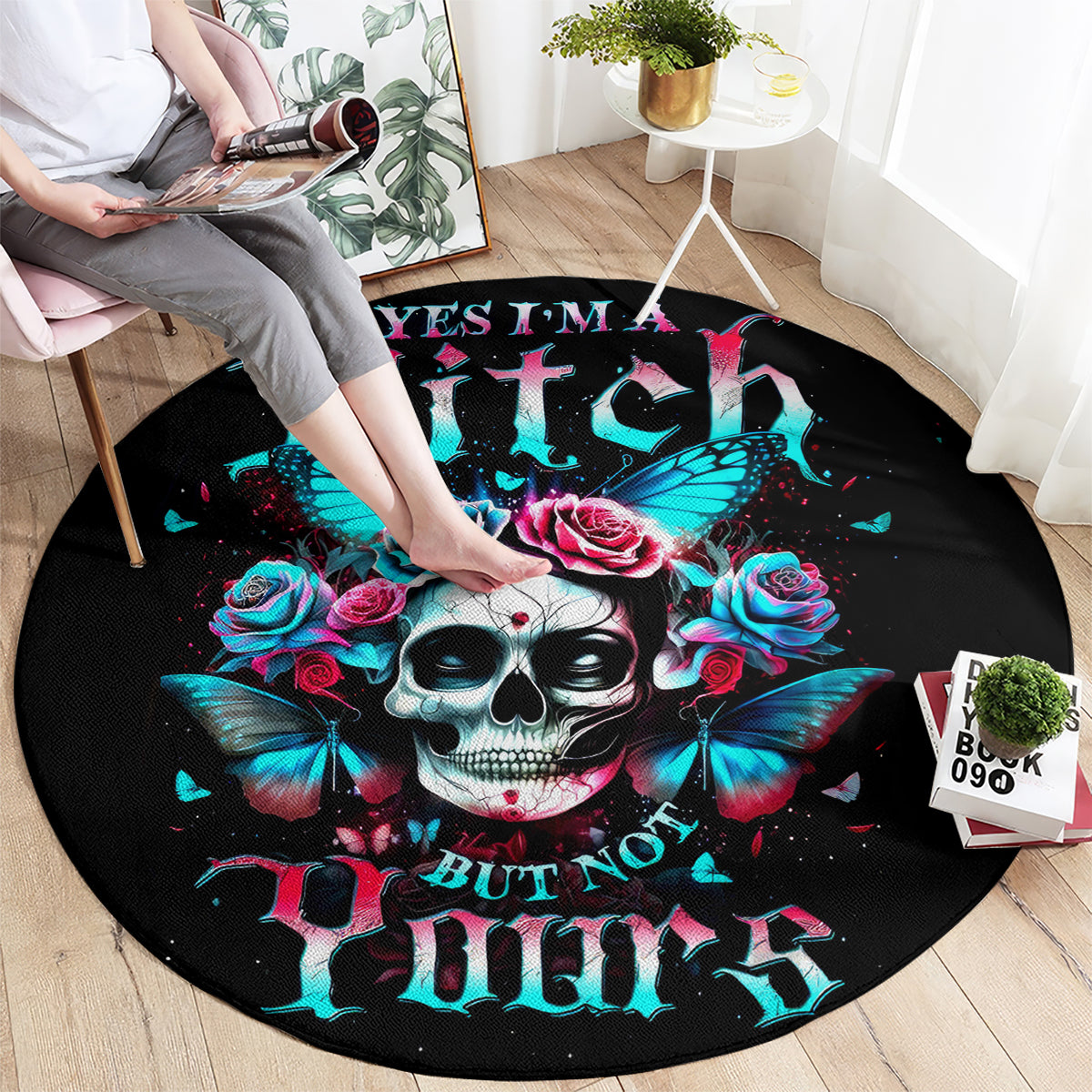 butterfly-skull-round-carpet-yes-im-bitch-but-not-your