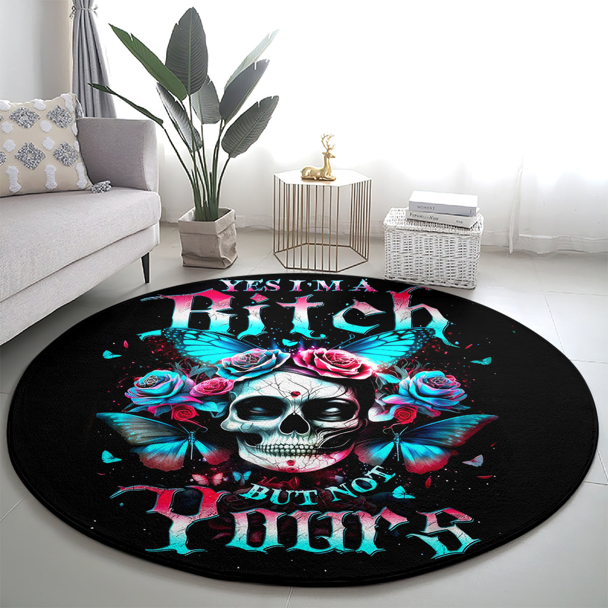 butterfly-skull-round-carpet-yes-im-bitch-but-not-your