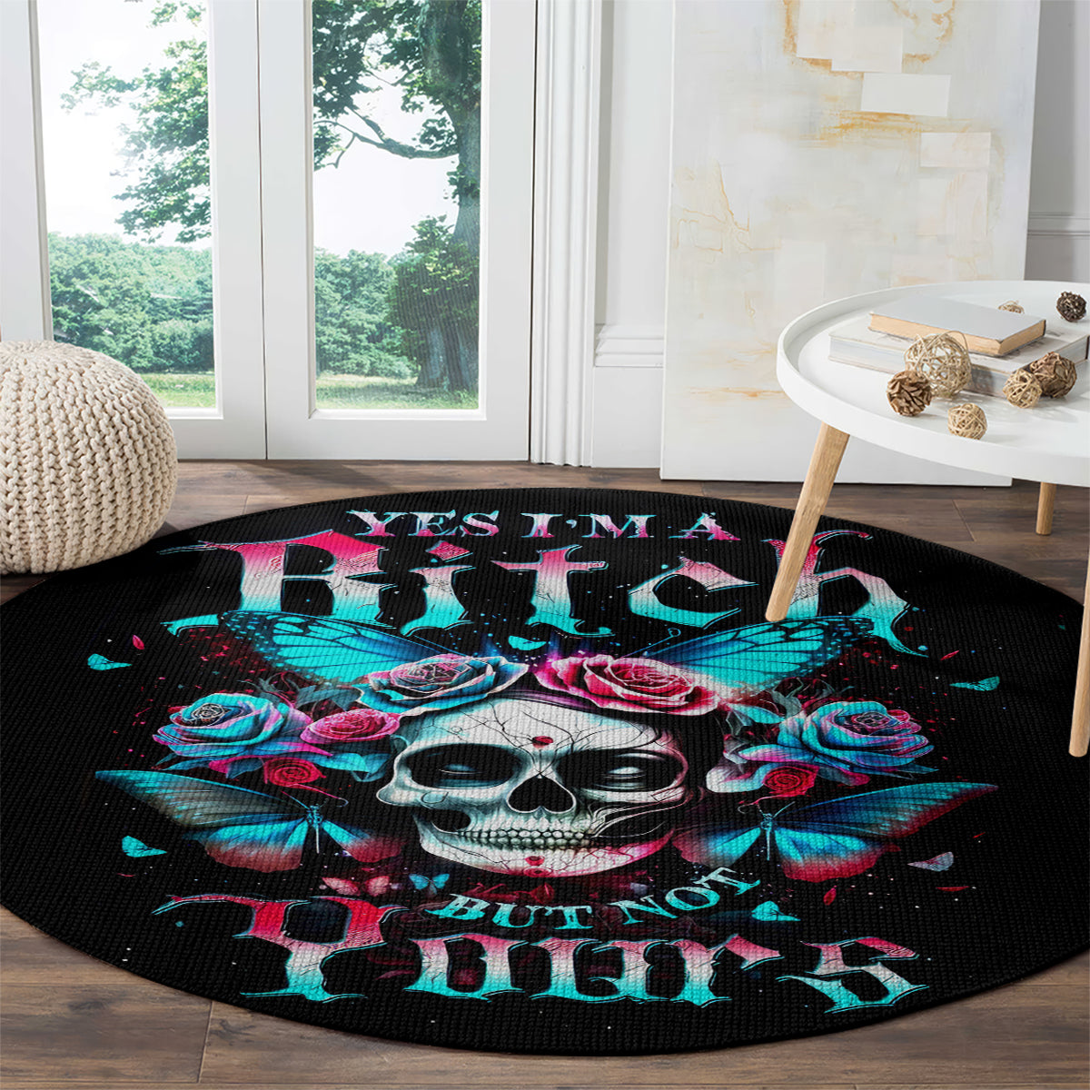 butterfly-skull-round-carpet-yes-im-bitch-but-not-your