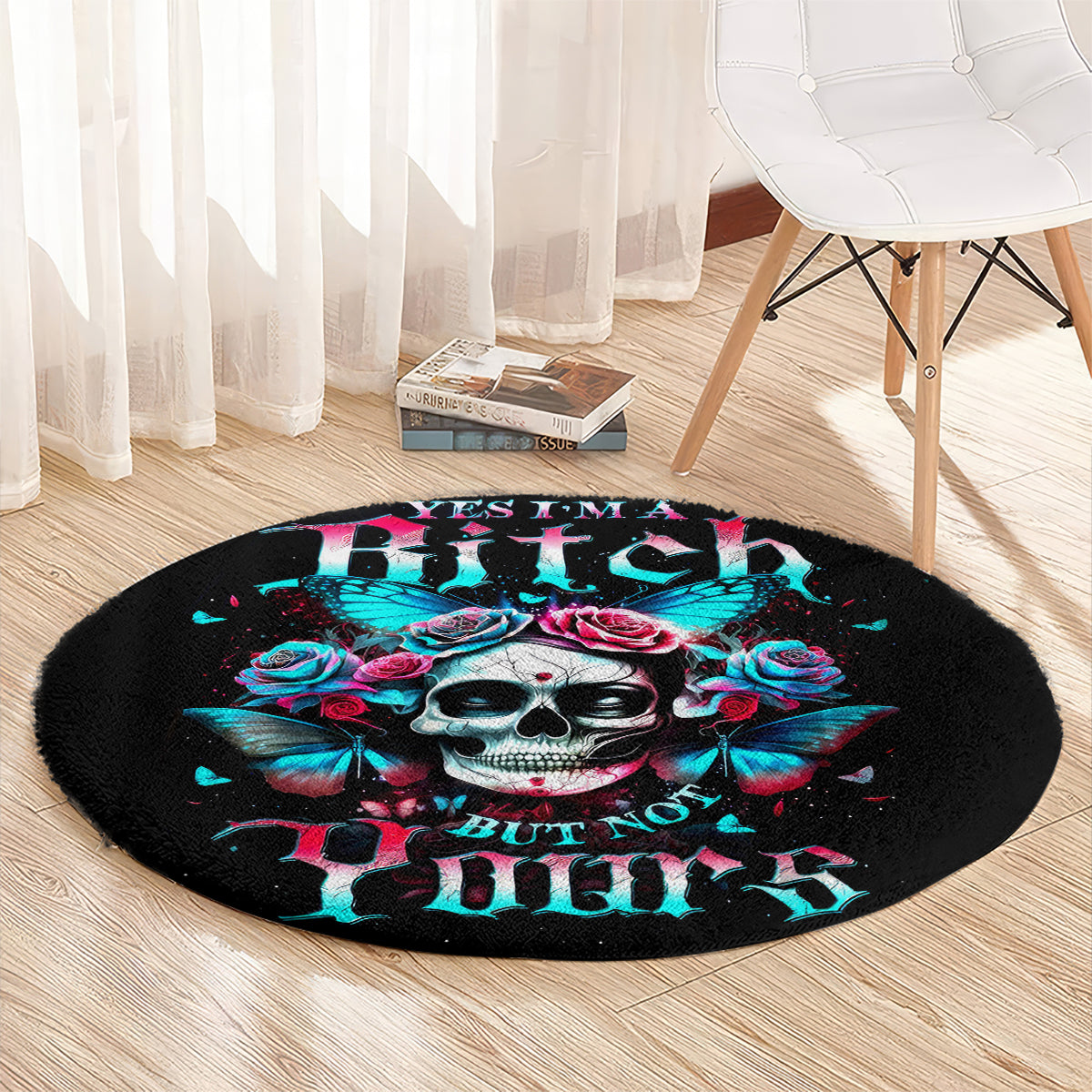 butterfly-skull-round-carpet-yes-im-bitch-but-not-your