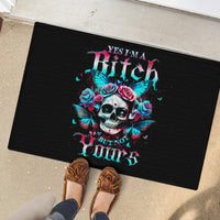 Butterfly Skull Rubber Doormat Yes I'm Bitch But Not Your - Wonder Print Shop