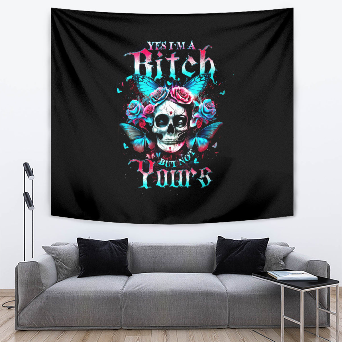Butterfly Skull Tapestry Yes I'm Bitch But Not Your - Wonder Print Shop