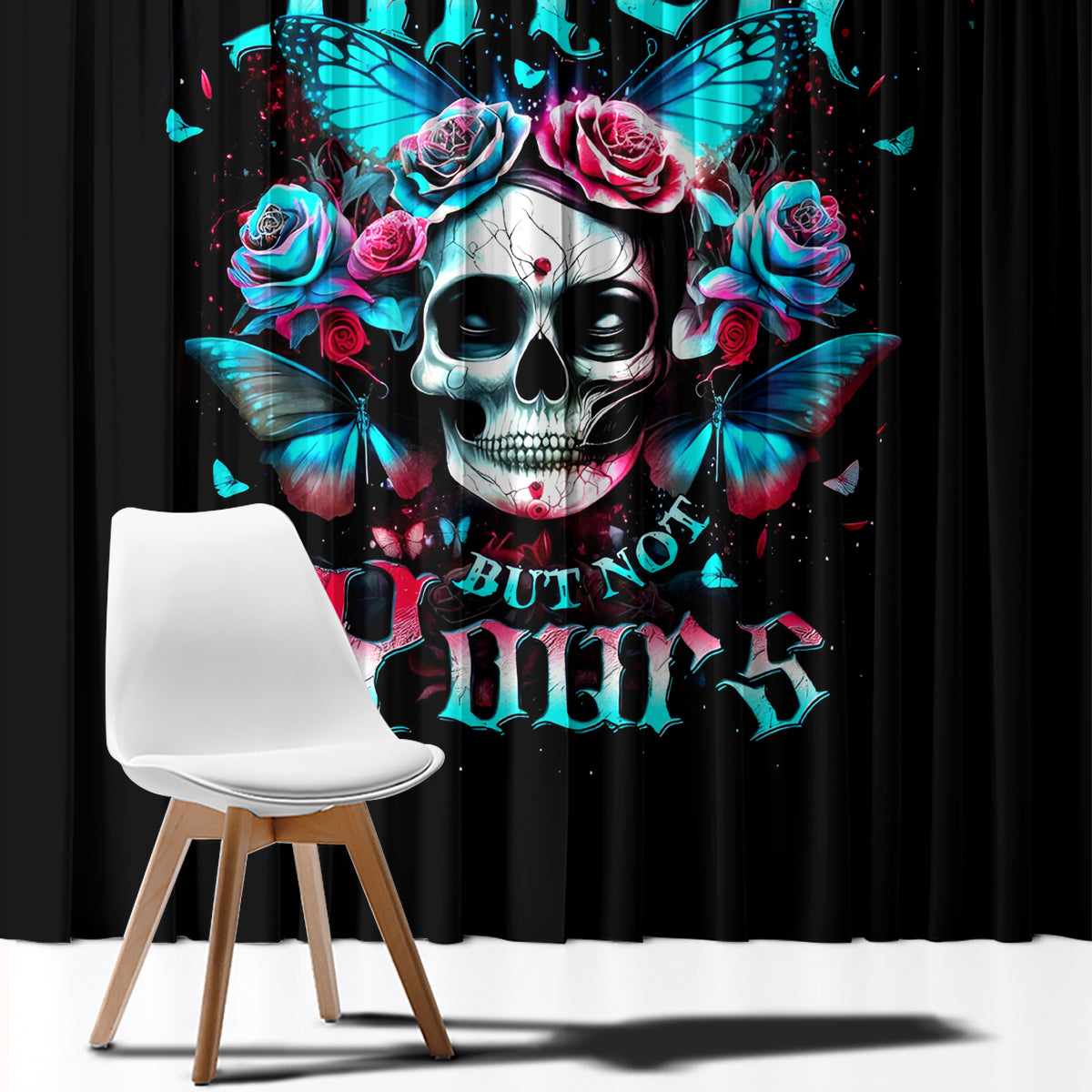 Butterfly Skull Window Curtain Yes I'm Bitch But Not Your - Wonder Print Shop