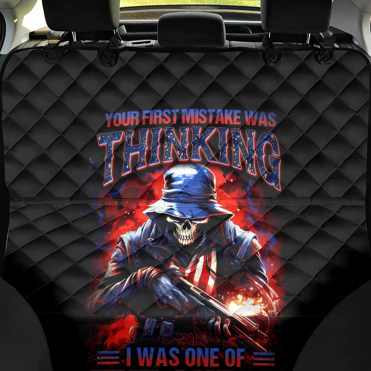 Soldier Skull Back Car Seat Cover Your First Mistake Was Thinking I Was One Of The Sheep - Wonder Print Shop