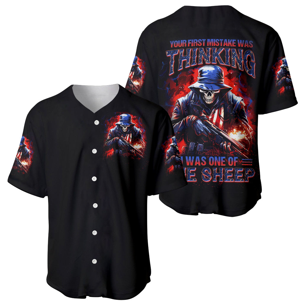 Soldier Skull Baseball Jersey Your First Mistake Was Thinking I Was One Of The Sheep - Wonder Print Shop