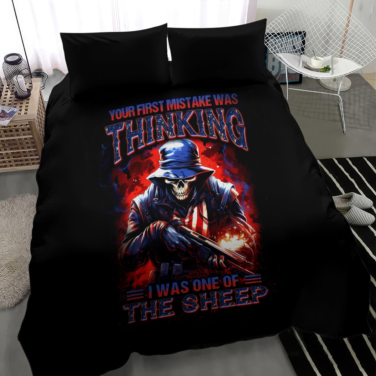 Soldier Skull Bedding Set Your First Mistake Was Thinking I Was One Of The Sheep - Wonder Print Shop