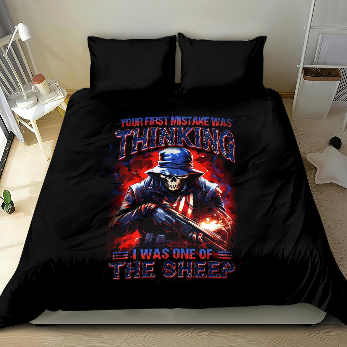 Soldier Skull Bedding Set Your First Mistake Was Thinking I Was One Of The Sheep - Wonder Print Shop