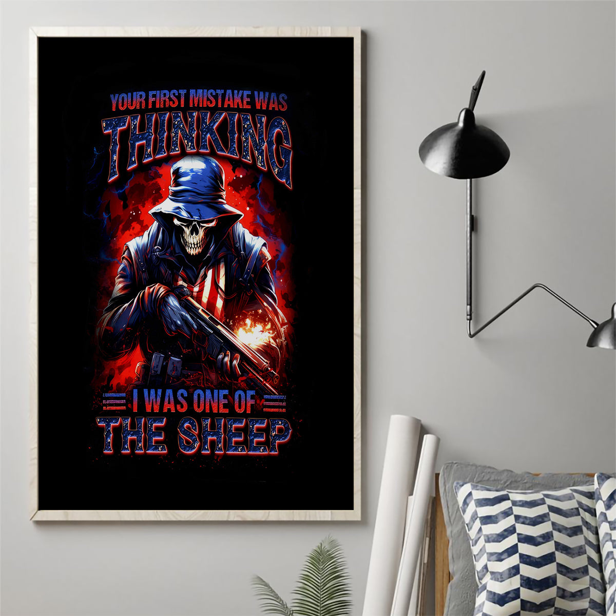 Soldier Skull Canvas Wall Art Your First Mistake Was Thinking I Was One Of The Sheep - Wonder Print Shop