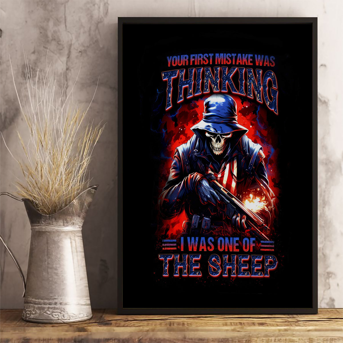 Soldier Skull Canvas Wall Art Your First Mistake Was Thinking I Was One Of The Sheep - Wonder Print Shop