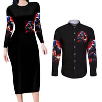 Soldier Skull Couples Matching Long Sleeve Bodycon Dress and Long Sleeve Button Shirts Your First Mistake Was Thinking I Was One Of The Sheep - Wonder Print Shop